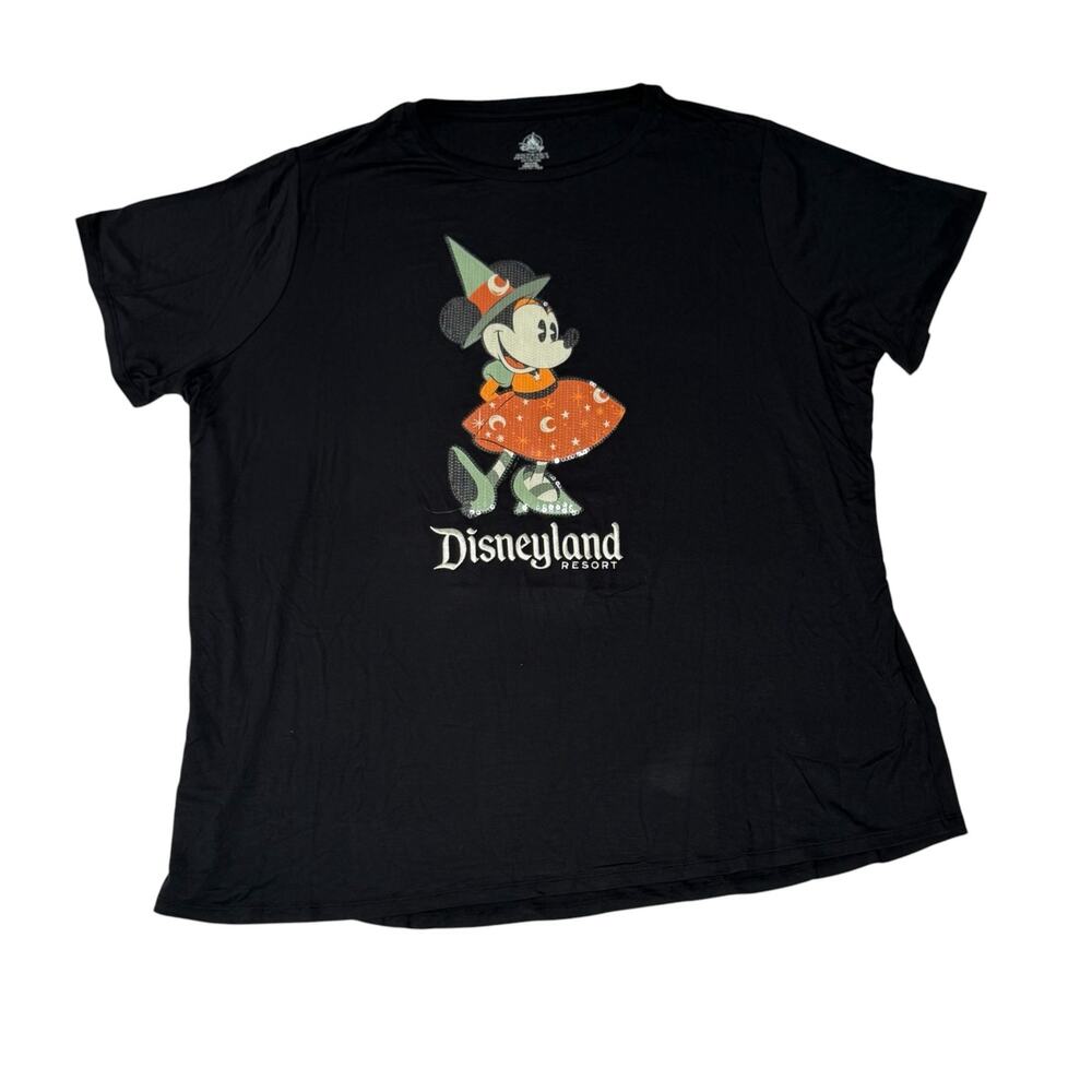 Disneyland Resort Minnie Witch Tee Black 1X NWT Viscose Halloween Disneycore Top